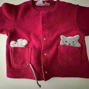 Kids Red Fleece Jacket with Animal Pockets